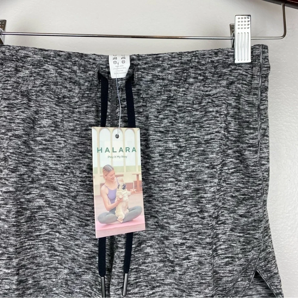 Halara Black Grey Mid Rise Drawstring Dolphin Hem Casual Shorts 3